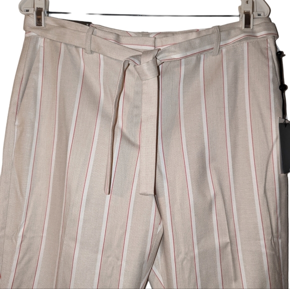 NWT DKNY Essex Ankle Pin Striped Belted High Rise Linen Stretch Business Pants - Picture 4 of 16